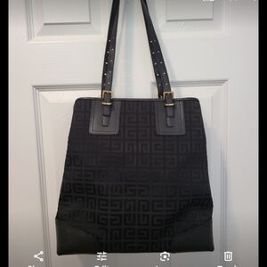 Givenchy Black Textured Tote Bag with Monogram Design